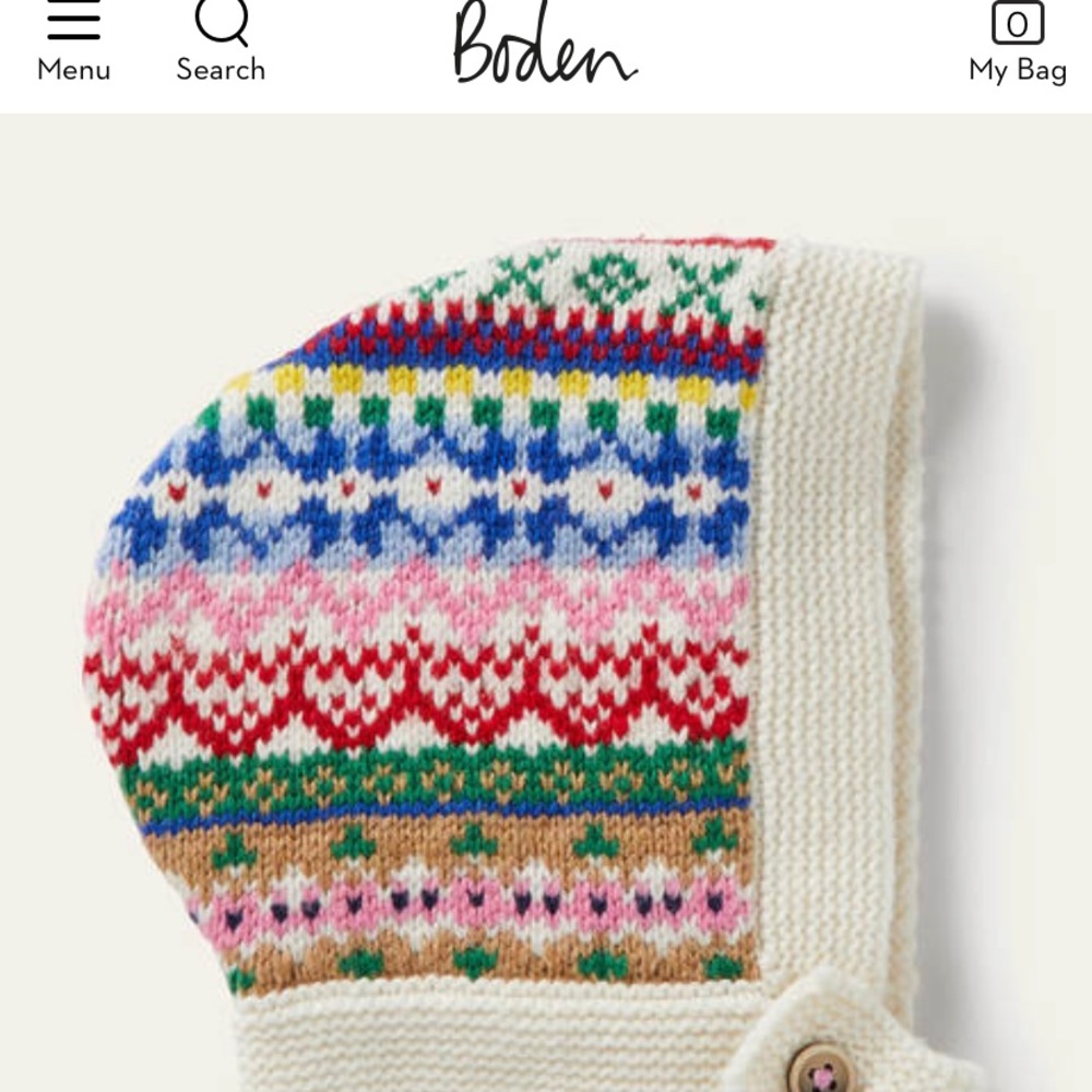 Boden Baby/toddler Fair Isle Bonnet EUC